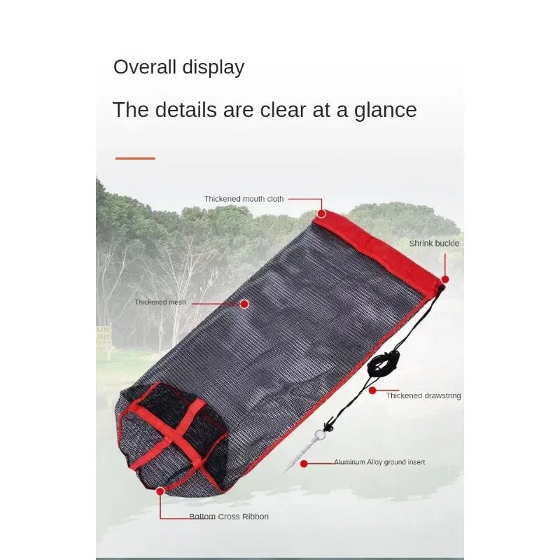 Cesta de pesca con diseño de apertura de cordón, red de pesca plegable, jaula de red de pesca portátil - imagen 5