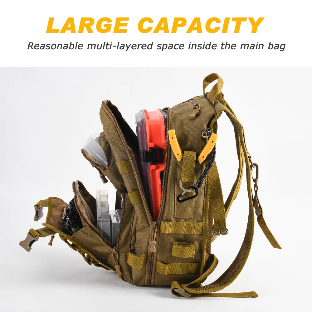 Bolsa de pesca Goture, mochila con eslinga resistente al agua con soporte para caña, bolsa de almacenamiento ligera para aparejos de pesca - imagen 4