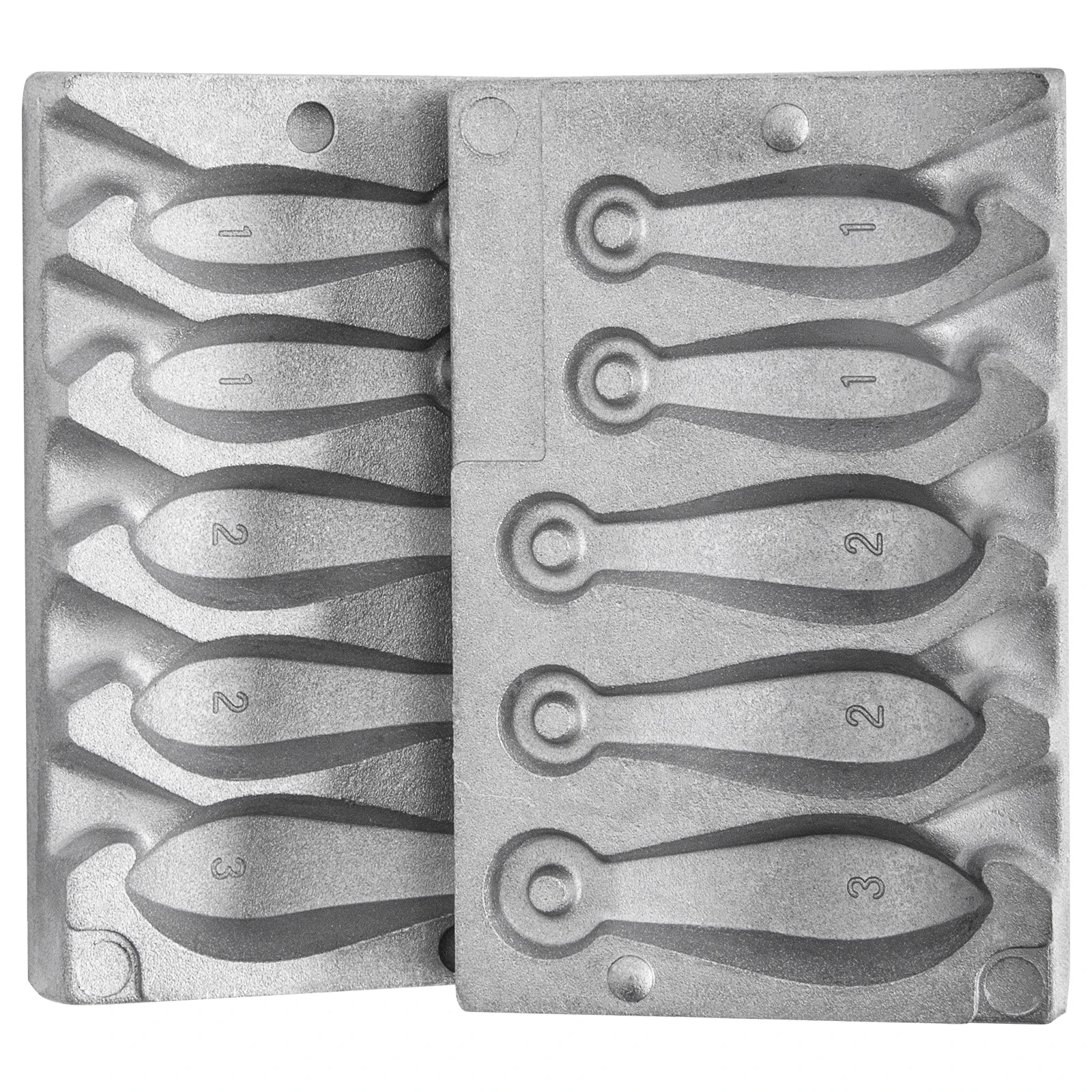 Dr.Fish Bank Molde de Plomo DIY – 5 cavidades 1‑6 oz sin mango - imagen 2