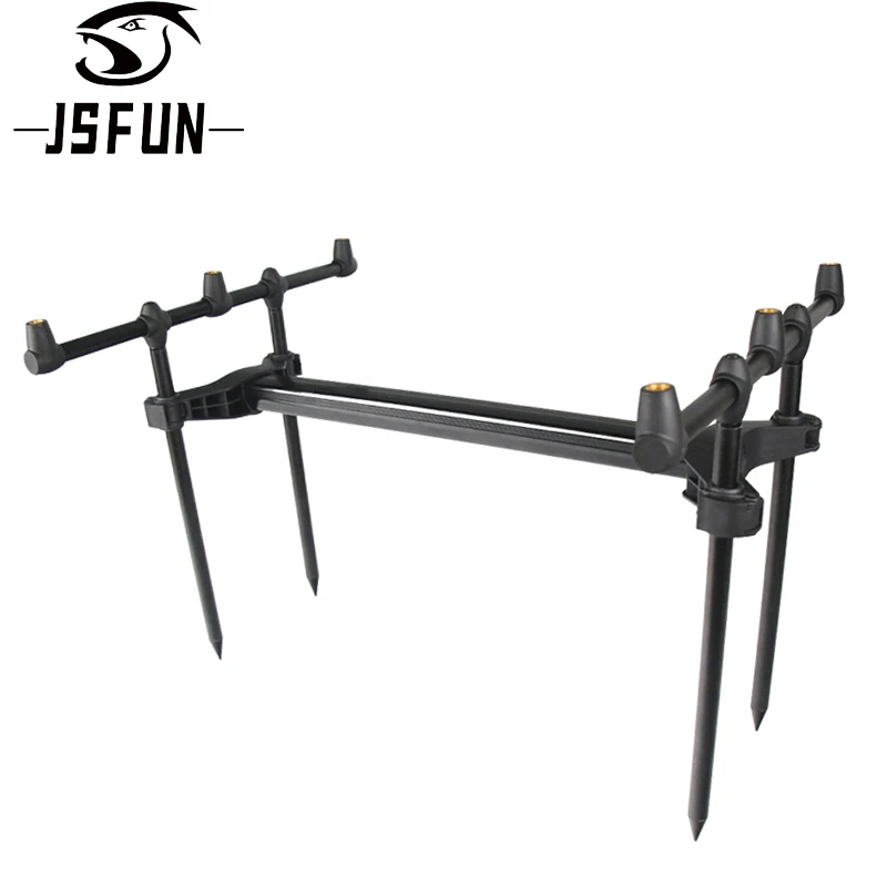 SFUN-Juego de cápsulas de caña de pescar de carpa retráctil ajustable, para 3 cañas de pescar, soporte plegable para caña de pescar con funda de transporte
