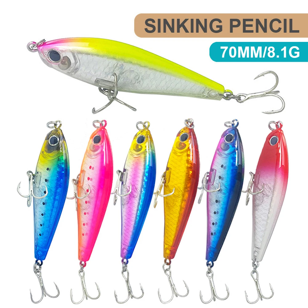 Señuelos de pesca de 7cm y 8,1g, cebo tipo lápiz que se hunde, Wobbler, láser de fundición larga, cebo duro Artificial, Trolling, Jerkbait, trucha, lubina QBE116 - imagen 3