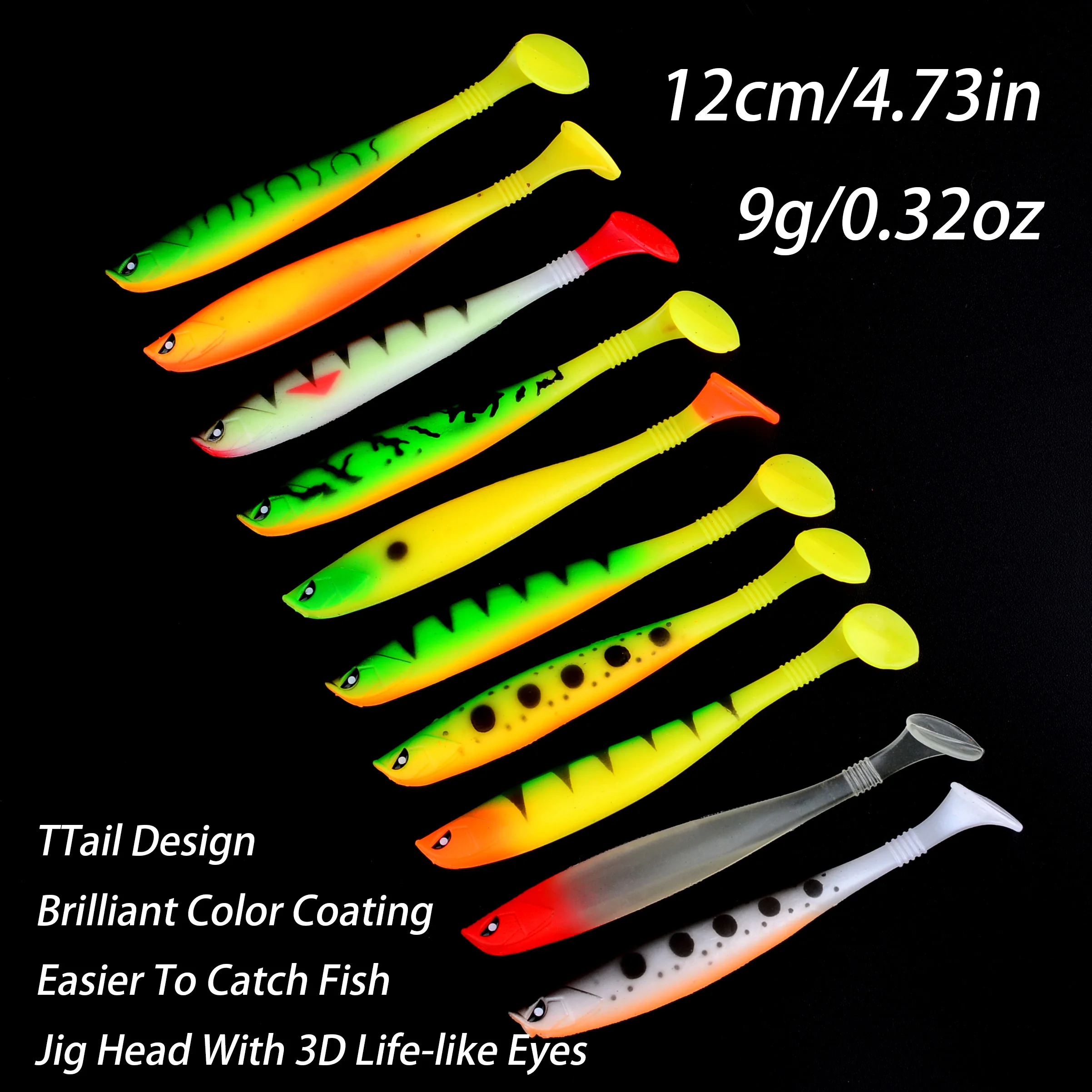 10 Uds. Señuelos blandos de gusano Jig Wobblers para carpa, lubina, Swimbait, pesca, cebo suave Artificial - imagen 2