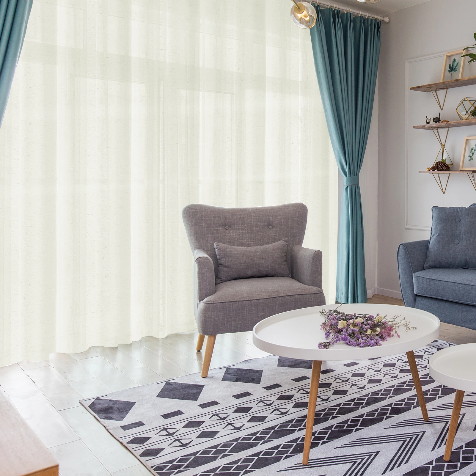 Cortina de lino gasa natural – translúcida para dormitorio y salón - imagen 5