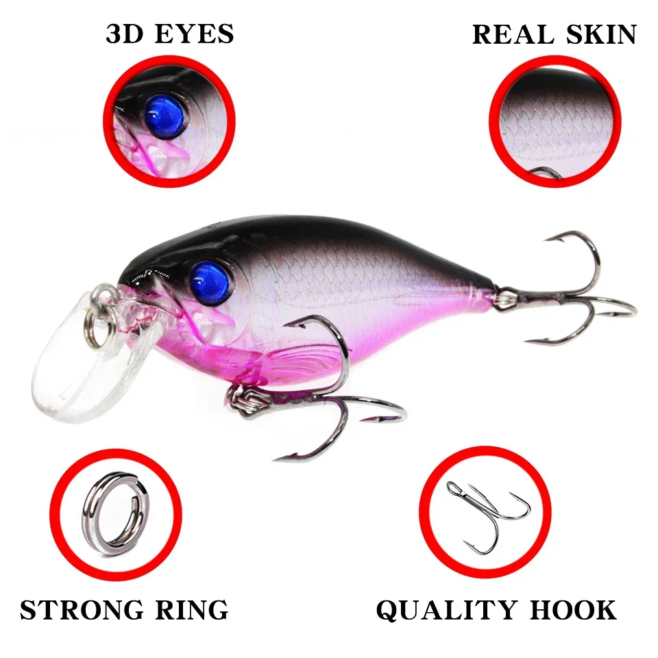 Señuelos de plástico duro para pececillos, cebos artificiales Crankbait, aparejos de Pesca, 8CM/12,5G - imagen 3