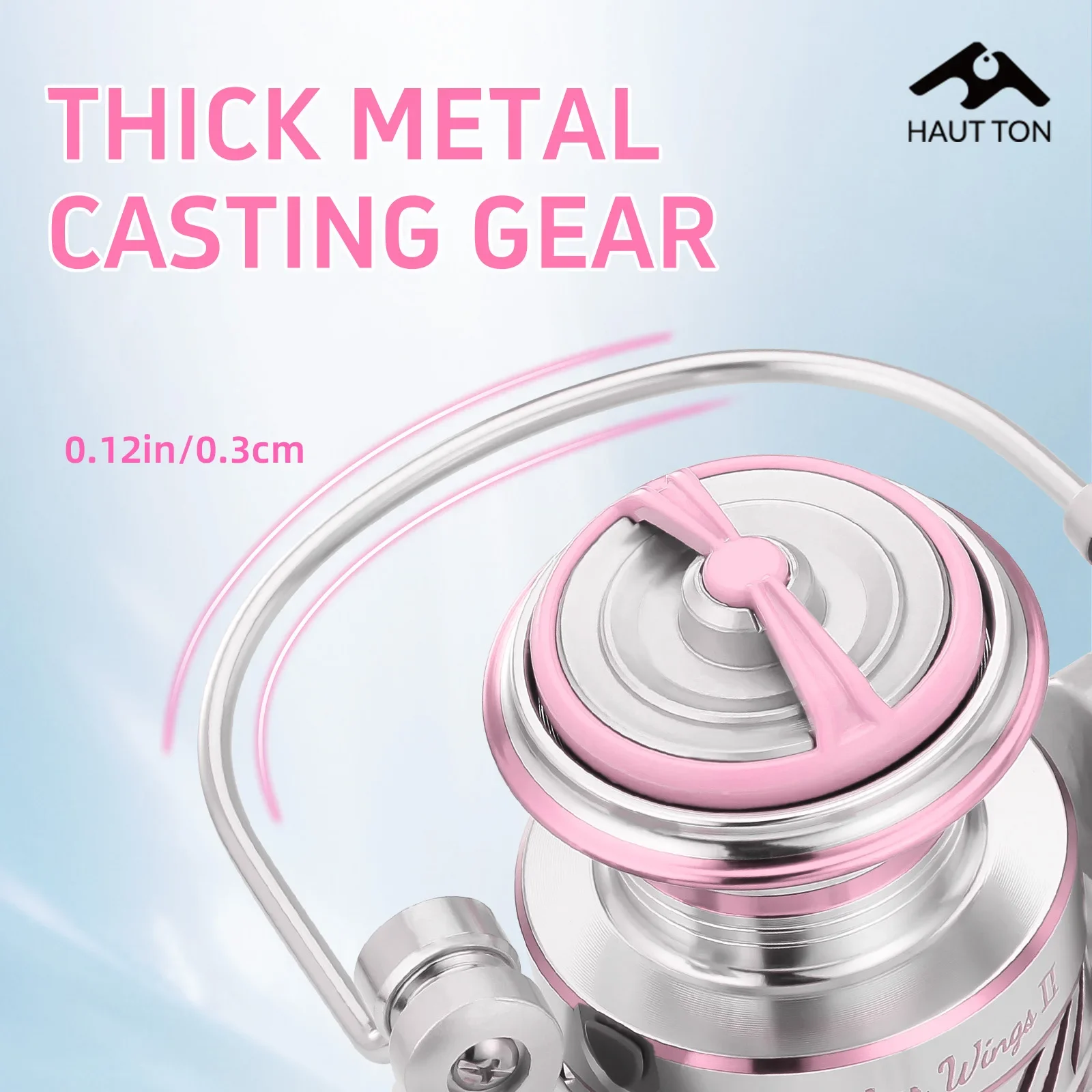 Carrete de pesca giratorio PINK SW1500-7000, arrastre máximo de 14KG/30,86LB, relación de engranaje 5,2: 1, balancín atornillable plegable de Metal - imagen 5