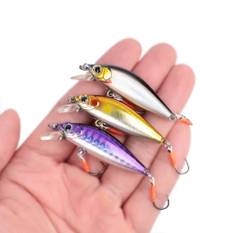 1 Uds 4,5 cm 3,g señuelo de Pesca calidad Mini señuelo Minnow ojos 3D cebo duro de plástico Pesca Wobblers artificiales Crankbait Pesca Baait - imagen 2