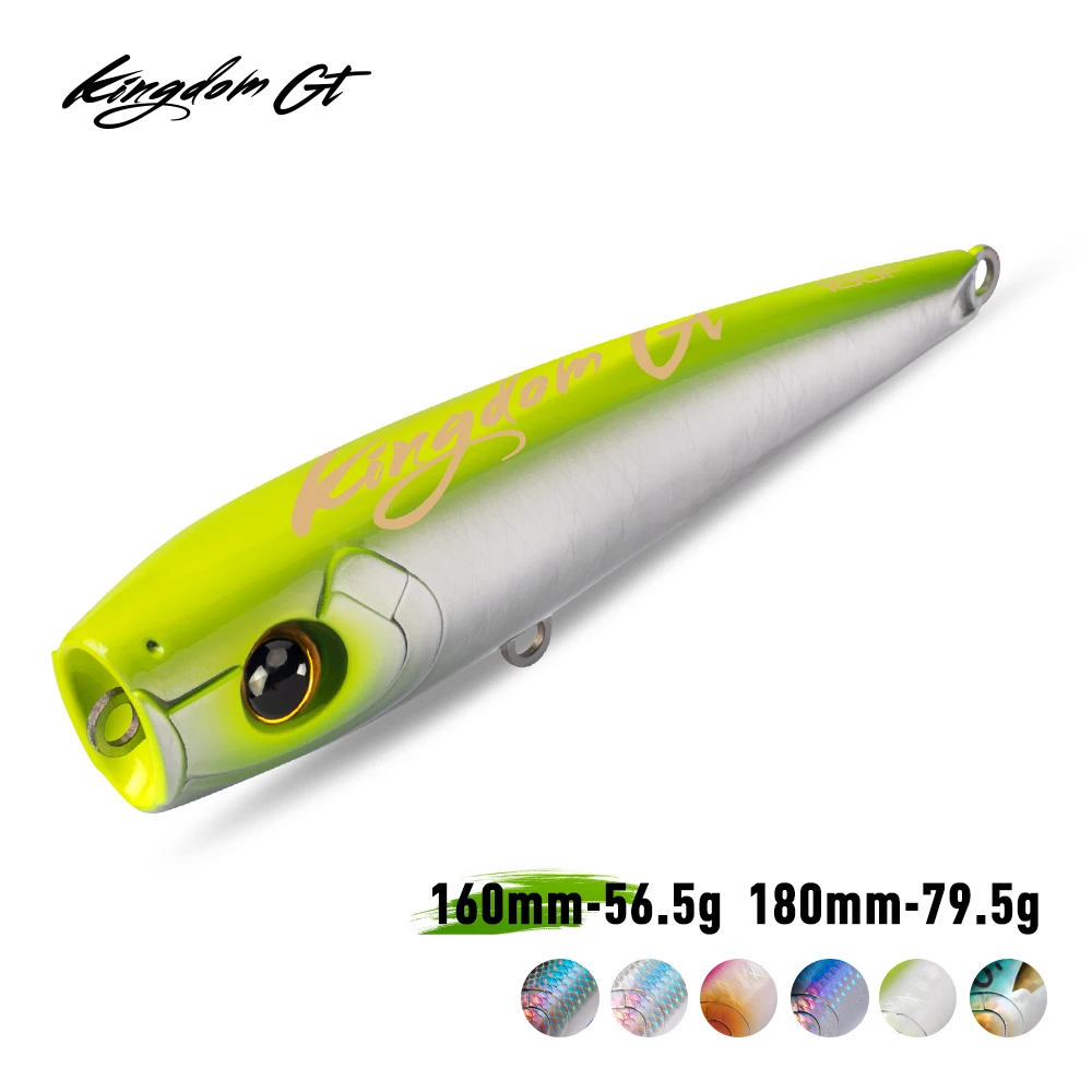 Kingdom GT-señuelo de pesca Popper Topwater, 56,5g, 79,5g, 160mm, 180mm, cebos duros artificiales, Señuelos de pesca de atún de agua salada, Wobblers