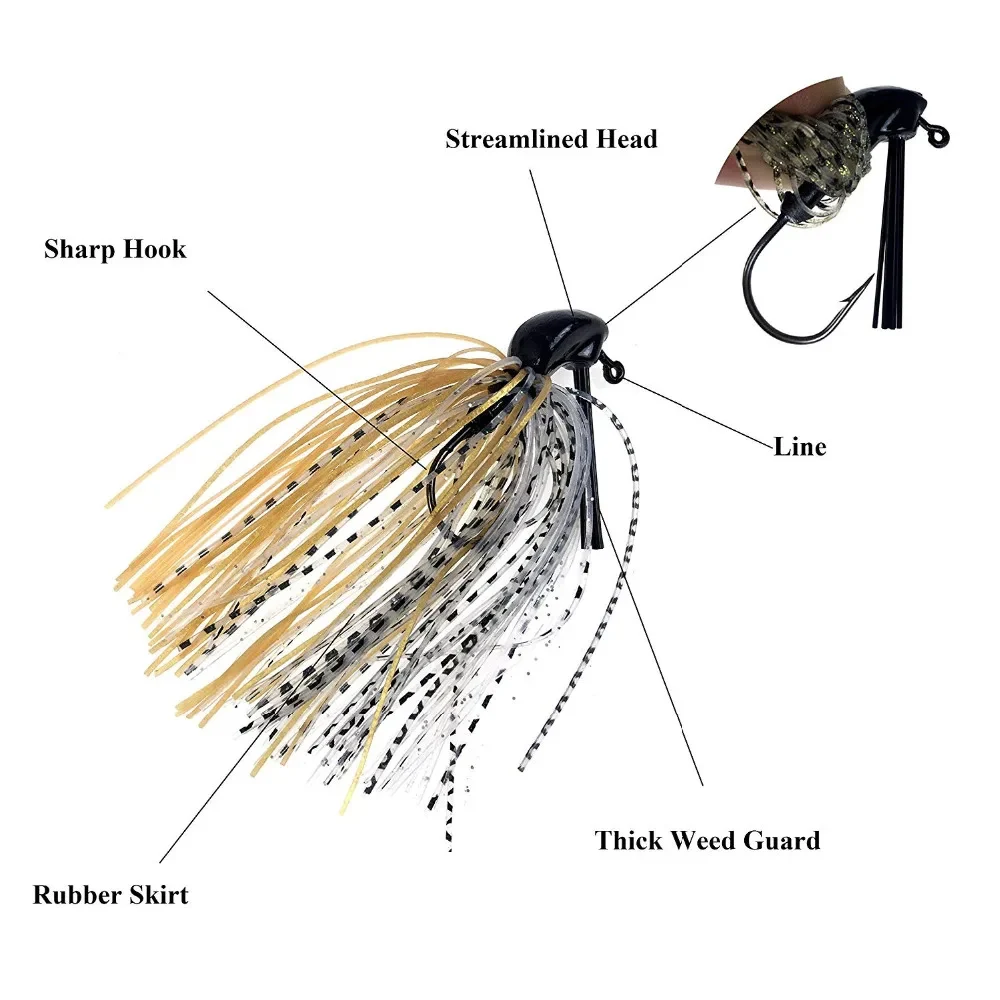 10 Uds 7g 10g 14g Jig sin malezas cebos de alambre faldas de natación elásticas de silicona plantillas de Metal señuelo giratorio gancho de acero inoxidable para lubina - imagen 5