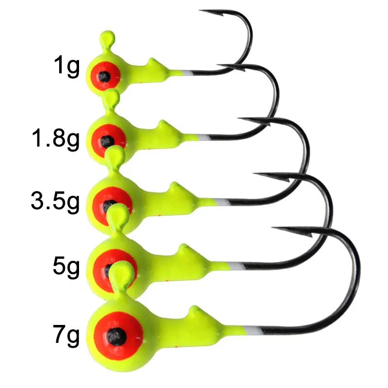 JYJ 50 unids/caja 1g 2g 5g ojos grandes coloridos gusano suave cabeza anzuelo aparejos de pesca señuelo - imagen 4