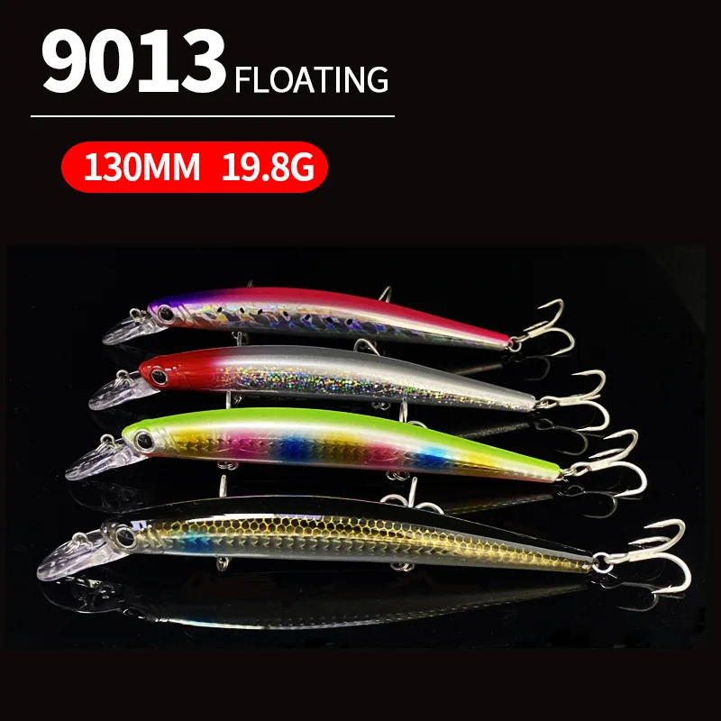 Cebo Minnow 130mm/19,8g cebo de pesca flotante pesca en el mar señuelo duro cebo falso señuelo biomimético trae tres anzuelos - imagen 3