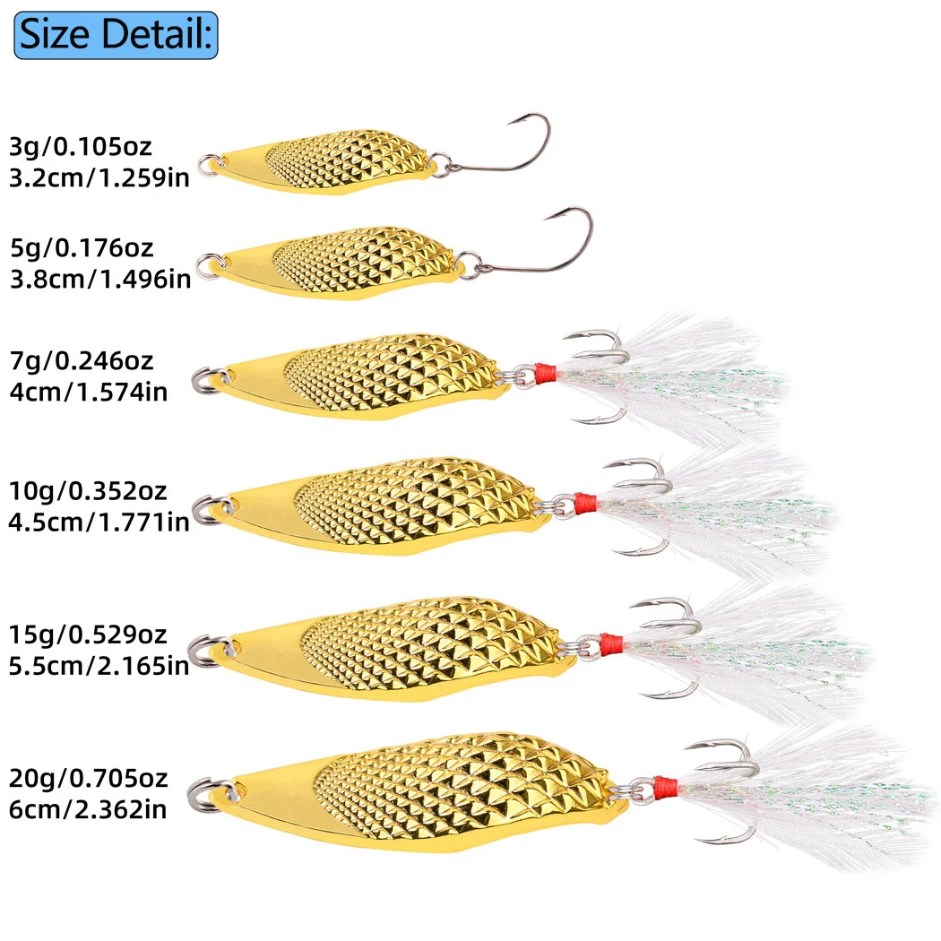 12 Uds 3g-20g cuchara giratoria de Metal señuelos trucha oro plata señuelo de pesca cebo duro lentejuelas Paillette cebo Artificial aparejos de pesca - imagen 2