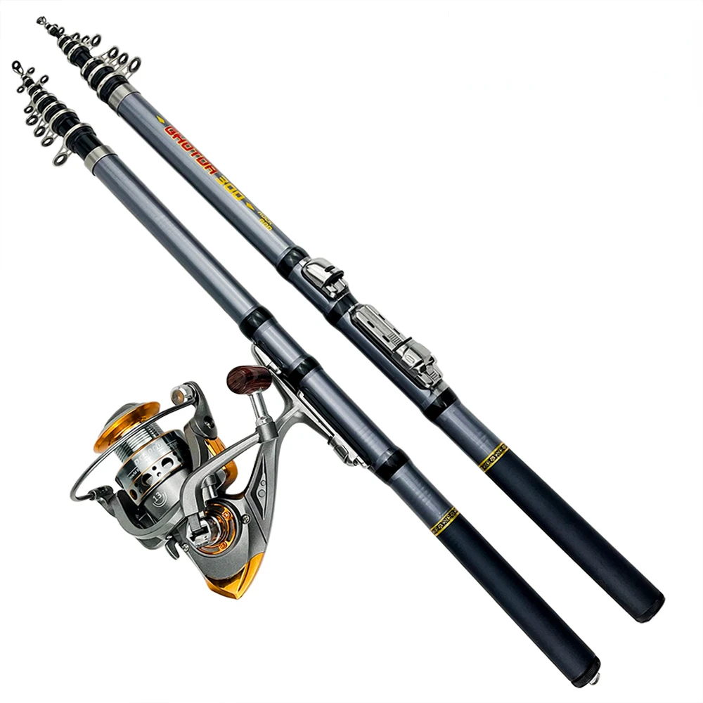 Caña de pescar telescópica y carrete Combo, ultraligero, de carbono, 1,5-3M, con rueda de Baitcasting, 5,2: 1, alta velocidad para todas las aguas - imagen 2