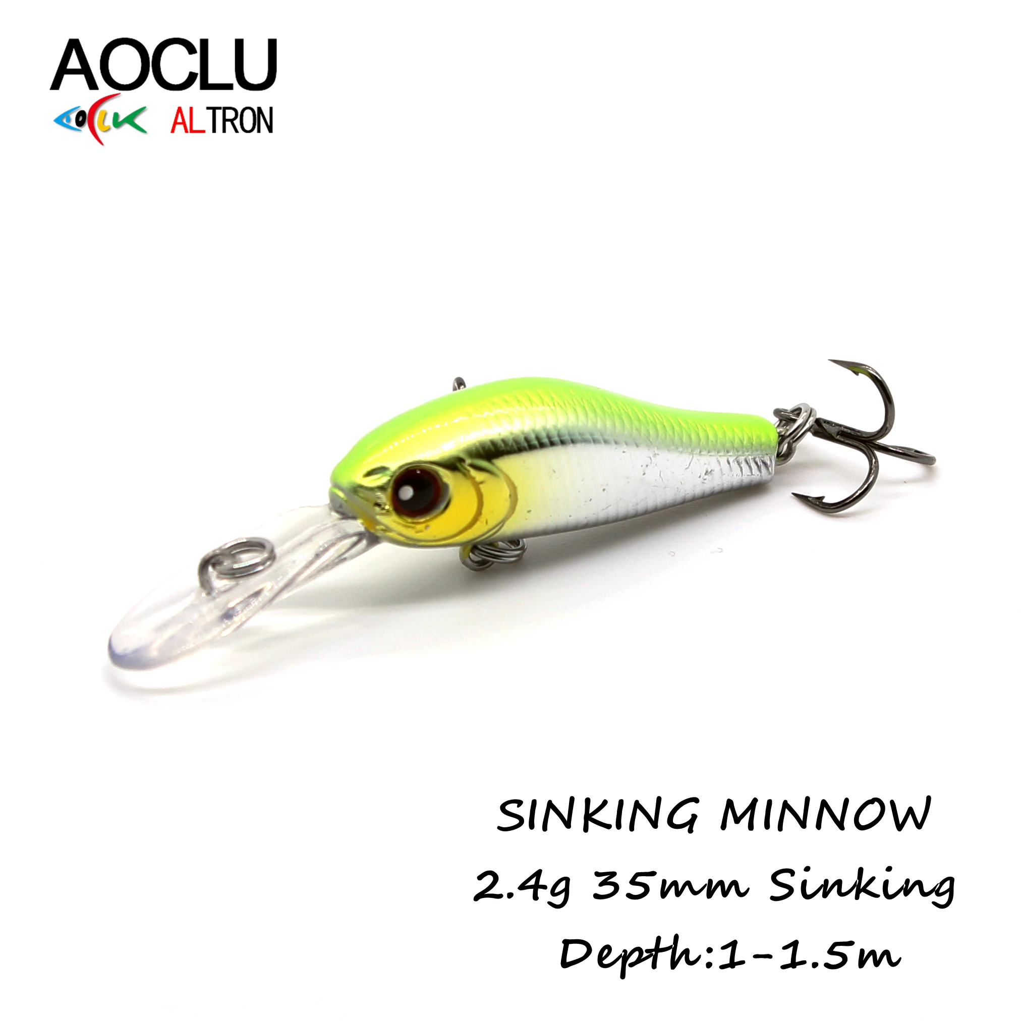 AOCLU-señuelo de pesca de agua salada, cebo duro de 35mm y 2,4g, Minnow, Wobbler Jerkbait, para buceo, 1,2 m, 14 # - imagen 3