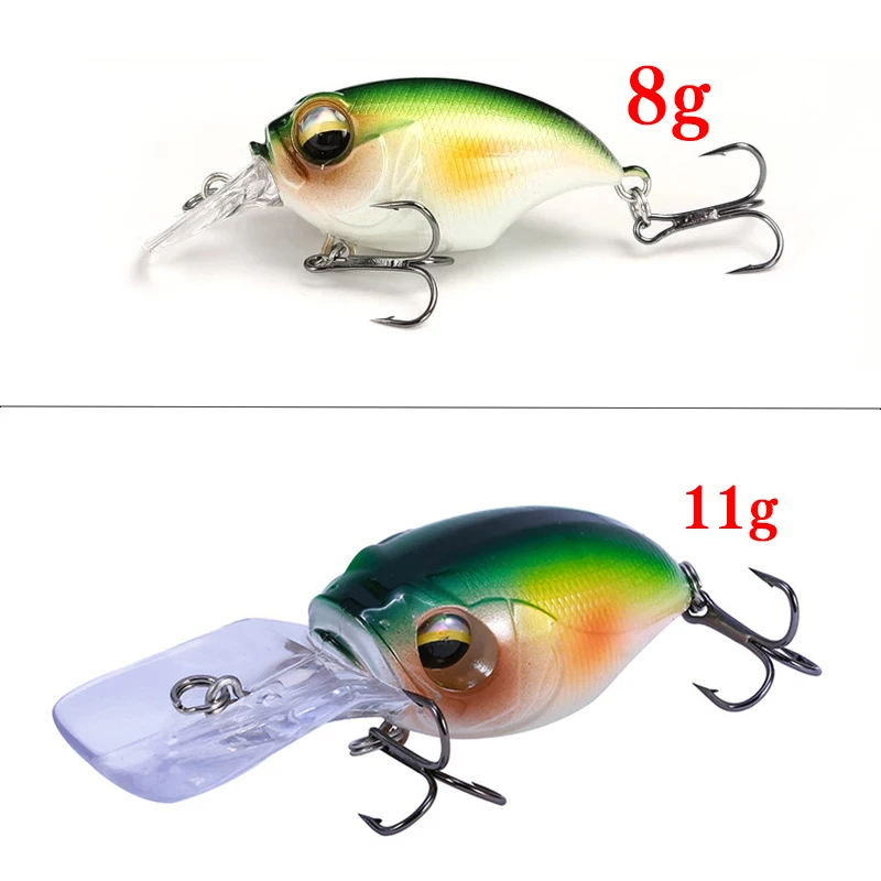 Nuevo señuelo Crankbait Wobblers 38mm/8g 48mm/11g ganchos de alta calidad 10 colores diferentes cebo Artificial manivelas de pesca duras - imagen 5
