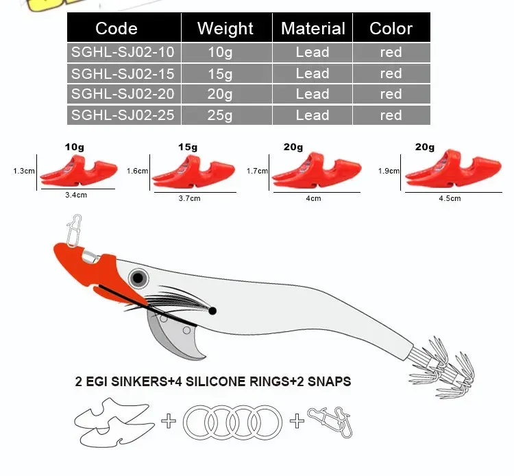 Plomo Egi Sinker calamar Jig camarón señuelo punta peso barbilla plomo japonés Sutte hundimiento Wobbler para cebo de gambas de madera contrapeso - imagen 4