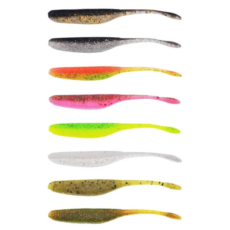 SWOLFY-señuelo de pesca con forma de gusano, cebo blando de 75mm/95mm/115mm, con cola recta de sal, 5 piezas - imagen 4