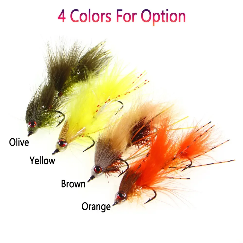 Bimoo, 2/4 Uds., serpentinas de peces articuladas, mosca, pelo de ciervo, pluma de marabú, cebo Artificial, Lucio, Muskie, lubina, trucha, Señuelos de Pesca - imagen 5