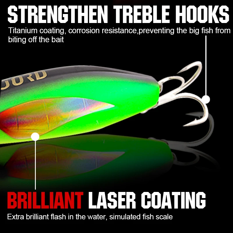 FJORD Poppers-señuelo de pesca de mar, cebos duros flotantes de 165mm y 82g, Pace en forma de Z a través del alambre, accesorios de pesca para construcción - imagen 3