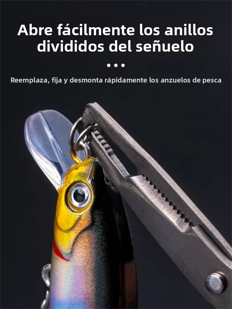 Tijeras de señuelo plegables para niños, Mini alicates de pesca multifuncionales, removedor de anzuelos portátil de boca curva, herramientas de pescado de acero inoxidable - imagen 5