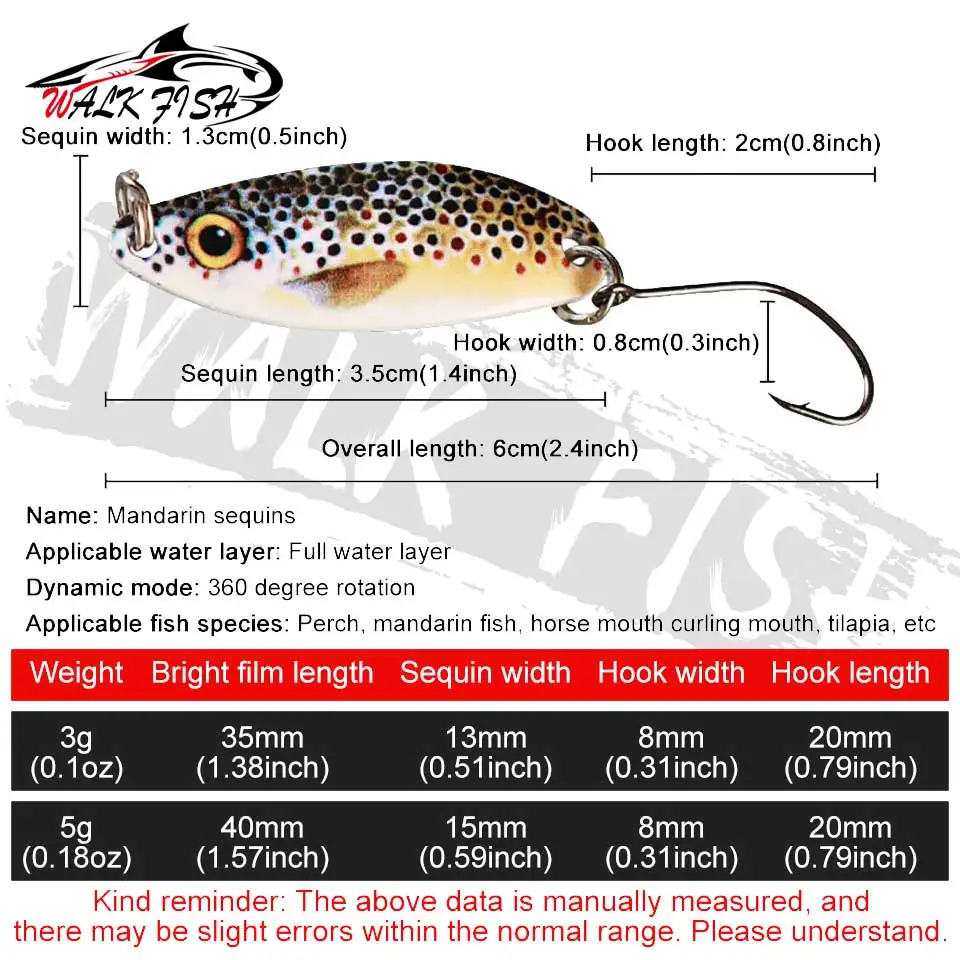 Walk Fish-Juego de cuchara de fundición, señuelo giratorio de Metal ultraligero, cebo de Metal de latón para agua dulce, trucha, Lucio, lubina, lago, Spinning, 3g, 5g - imagen 2