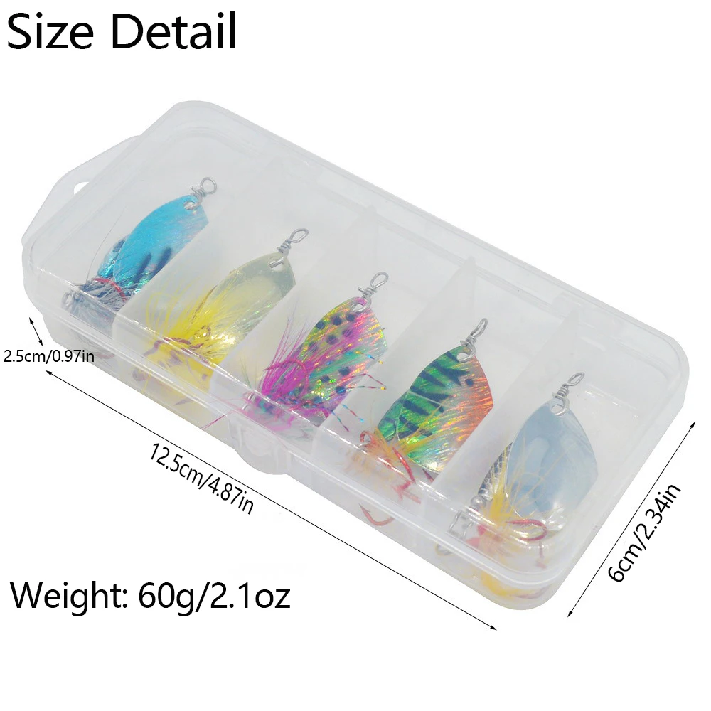 5 unids/caja cebo giratorio 6,5g cuchara dura señuelos de lubina VIB señuelo de Pesca de Metal para Lucio caja de aparejos de Pesca Pesca - imagen 2