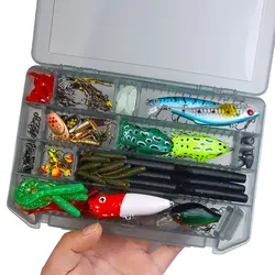124 Uds. Conjunto de accesorios de señuelo de pesca minnow vib rana señuelos artificiales de pesca lubina trucha Lucio Wobbler aparejos de pesca Jerkbait