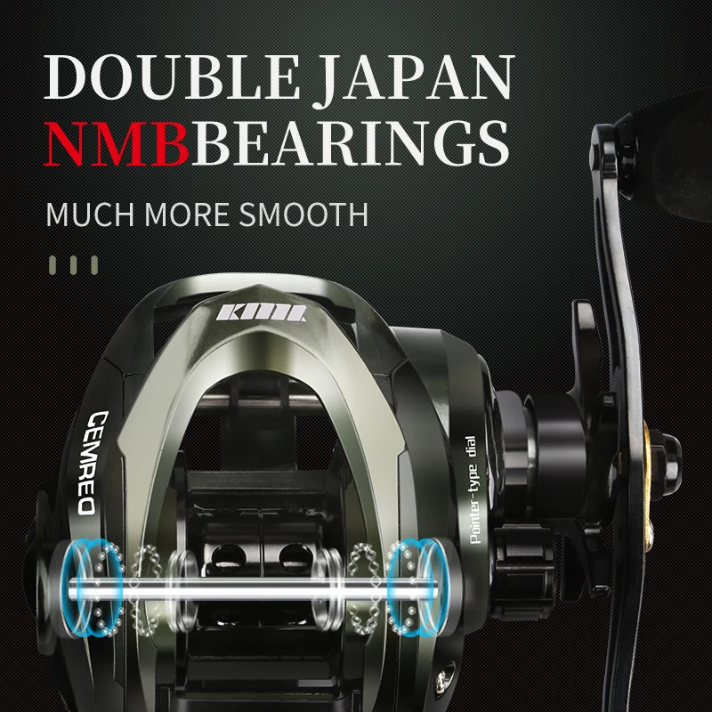 CEMREO-carrete de pesca de fundición de cebo, sistema de freno magnético, alarma de arrastre de peces, rodamientos suaves NMB, pesca en agua salada - imagen 4