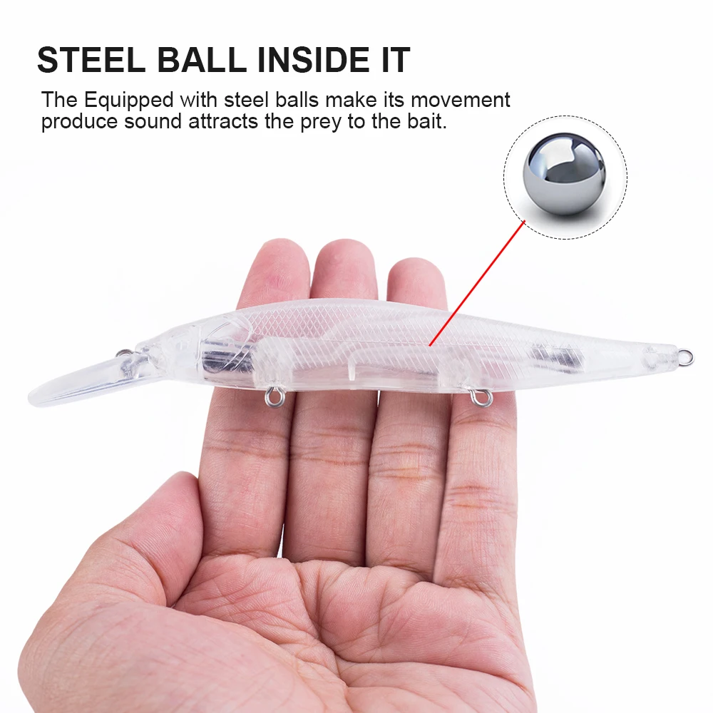 Hanlin-cuerpos de plástico duro ABS transparente, 10/20 piezas, 13,5 CM, 13G, pesca poco profunda, buceo, Jerkbait, pececillos sin pintar, aparejos de señuelo - imagen 4