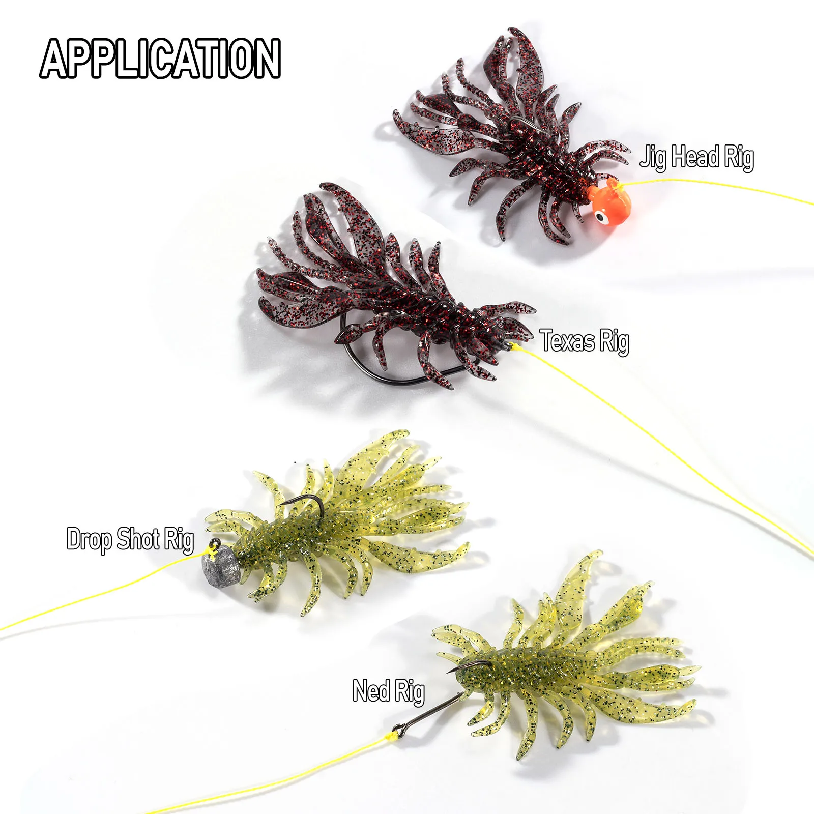 Señuelo de plástico blando de 4 piezas, cebo de silicona sin Weedless, gusano de 65mm/4,5g, para pesca de camarones, Wobbler, trucha lubina de agua salada - imagen 4