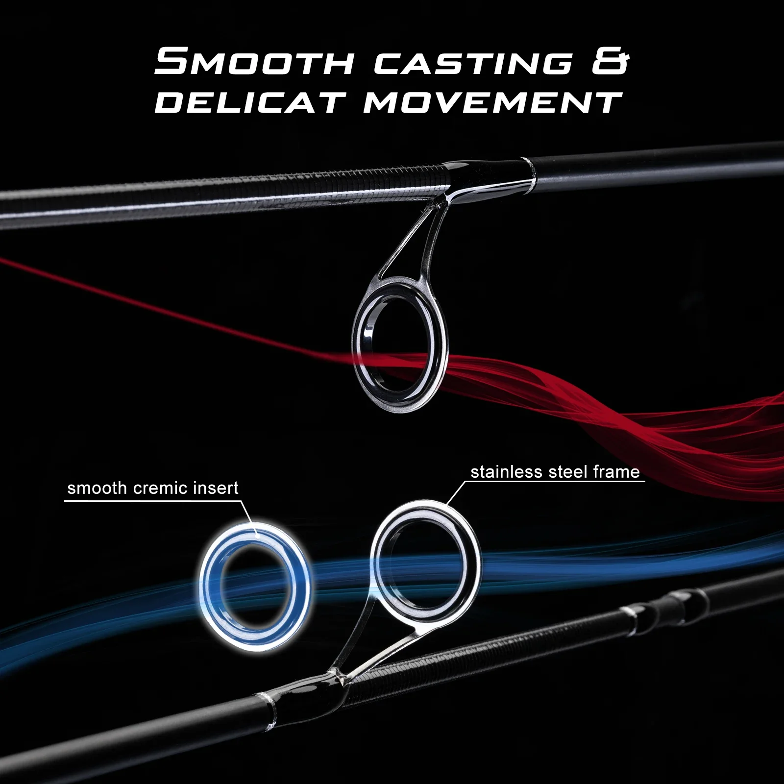 Goture knight-varilla giratoria ultraligera de fibra de carbono 24T, aparejos de viaje, caña de carpa para trucha, acción media, peso de cebo de 7-28g - imagen 4