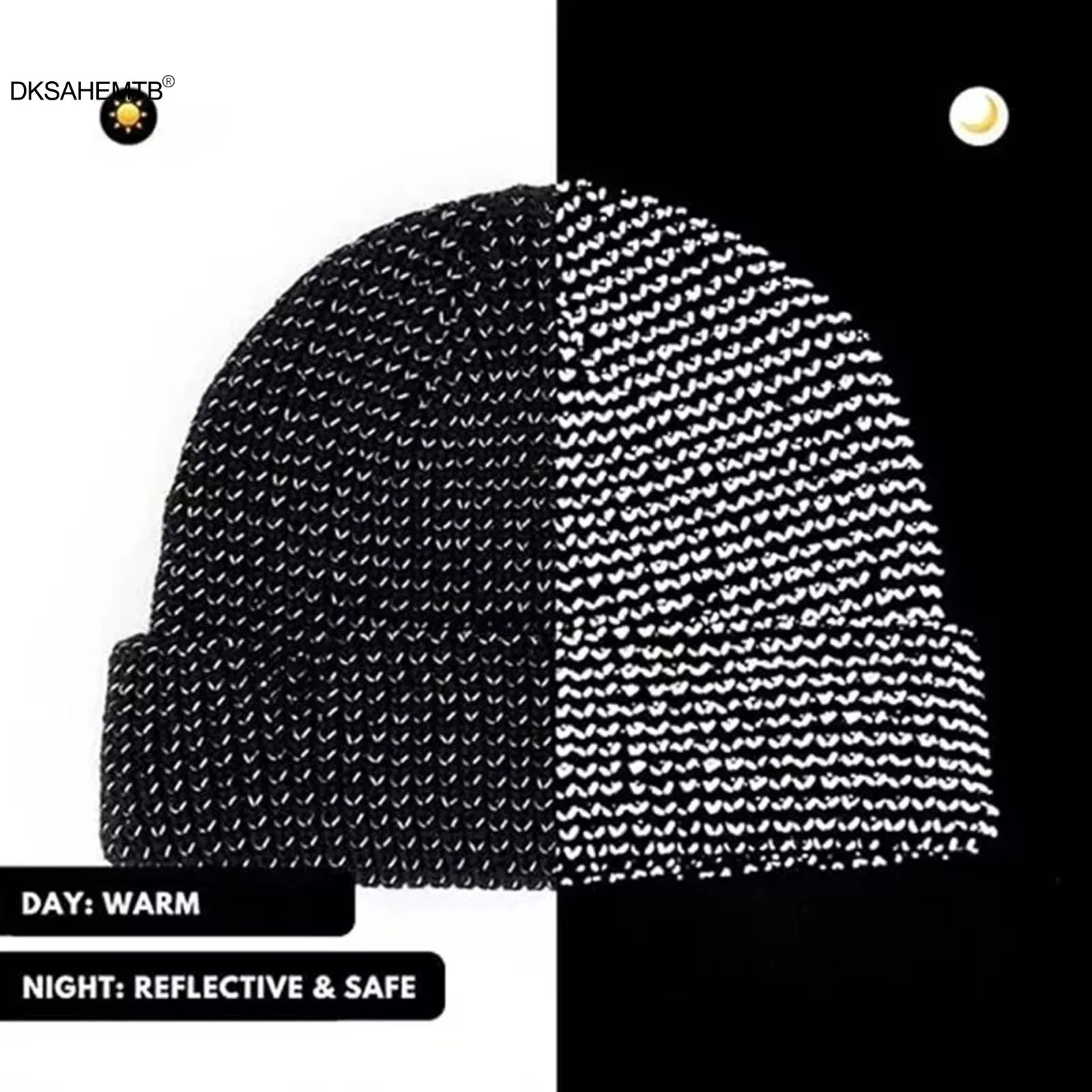 Gorro reflectante para ciclismo, gorro cálido de invierno para exteriores, para acampar, senderismo, viajes en bicicleta, gorro de punto cálido personalizado para hombres y mujeres - imagen 5
