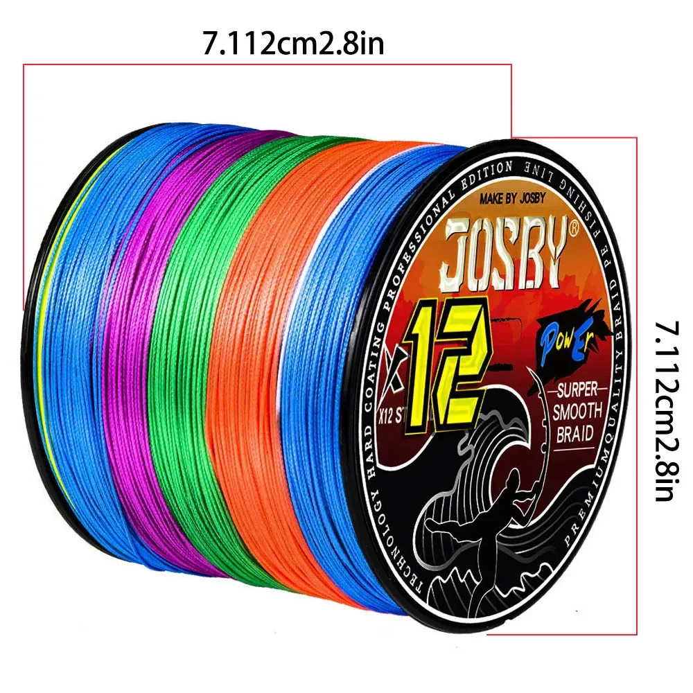 JOSBY X12 hilo de pescar trenzado de 12 hebras 100M 300M 500M 1000M cables de PE multifilamento agua salada herramientas de aparejos de pesca de agua dulce - imagen 3
