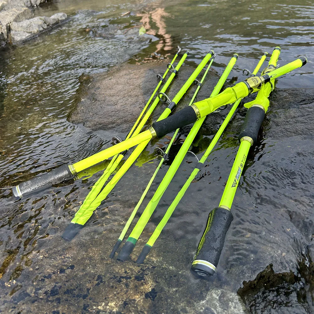 Nuevo Caña de pescar de 4 secciones, duradera, portátil, para viaje, fundición giratoria, 1,8 m, 2,1 m, señuelo ultraligero