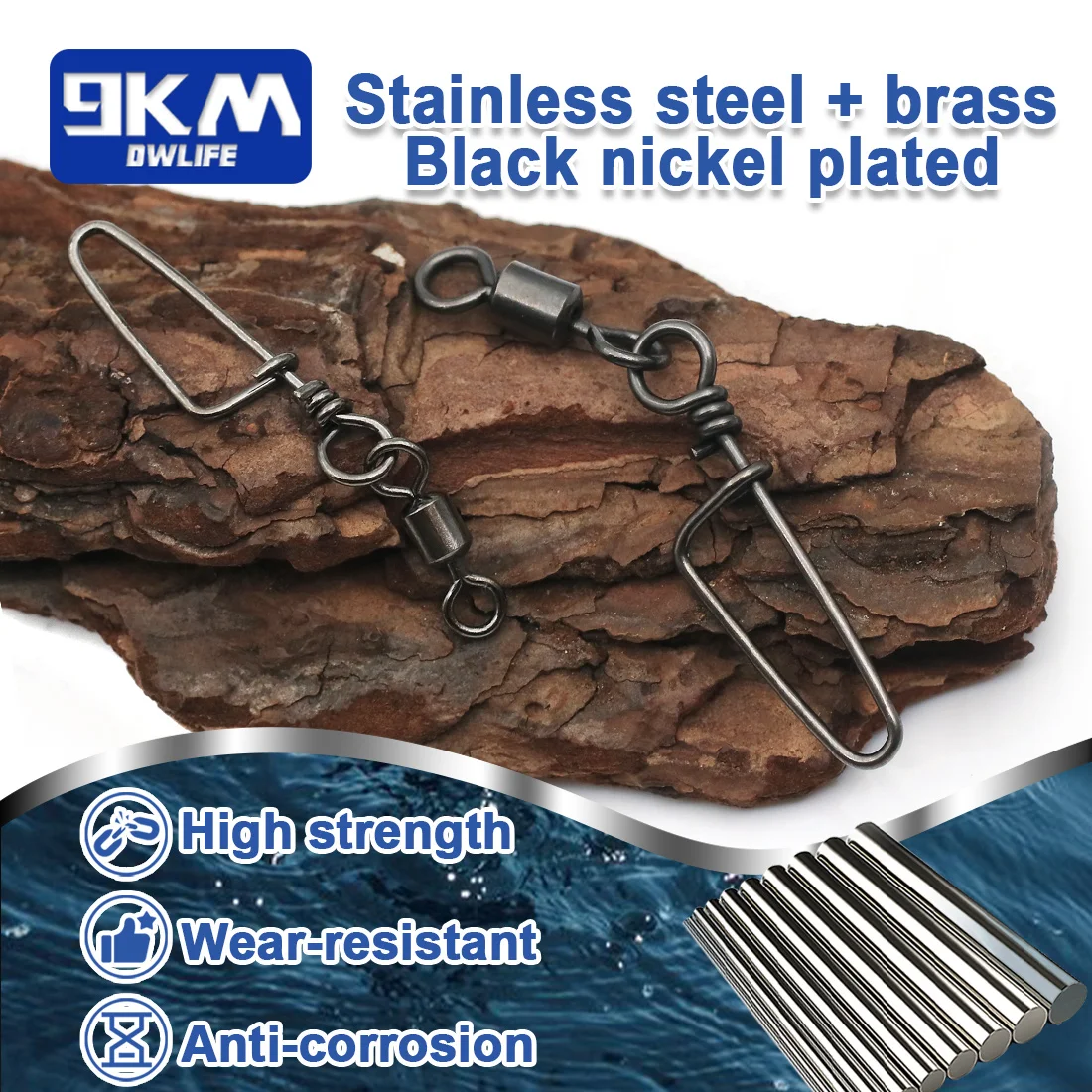 9KM 50Pcs Fishing Swivels Snap Coastlock Snap Quick Change Clip Stainless Steel & Copper Saltwater Fishing Connector Tackle - imagen 3