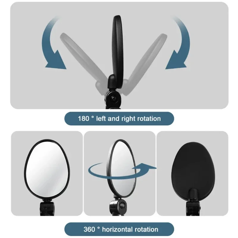 1/2 Uds espejo retrovisor ovalado de bicicleta rotación de 360 grados espejo retrovisor ajustable espejos de manillar de bicicleta para Scooter Eléctrico - imagen 2