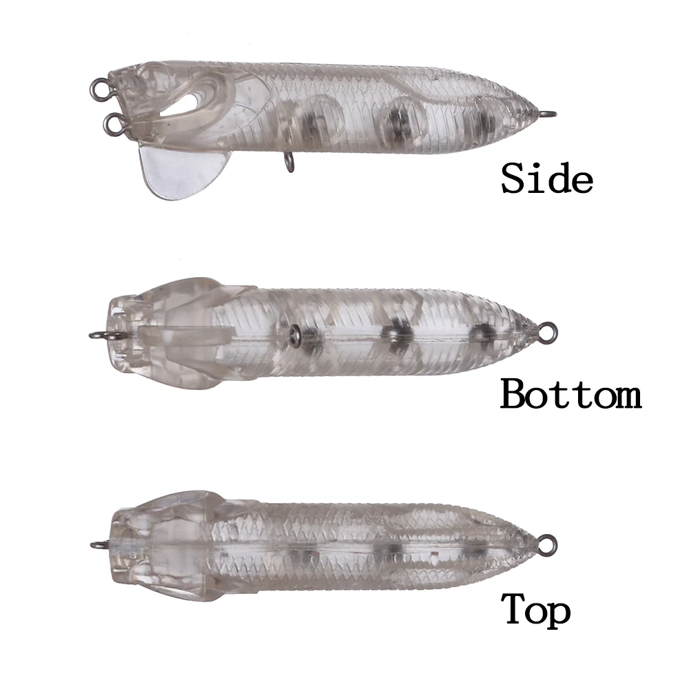 Chan'sHuang 20 piezas Señuelos de pesca en blanco sin pintar 7,5 cm 9,4g dos círculos lápiz flotante DIY cebo de pesca Artificial hecho a mano - imagen 3