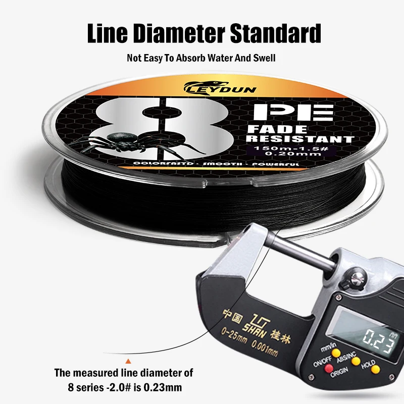 Leydun-sedal de pesca trenzado de 8 hebras, color negro que no se decolora, 150m, líneas multifilamento suaves japonesas, pesca de carpa, líneas de tejido fuertes - imagen 5