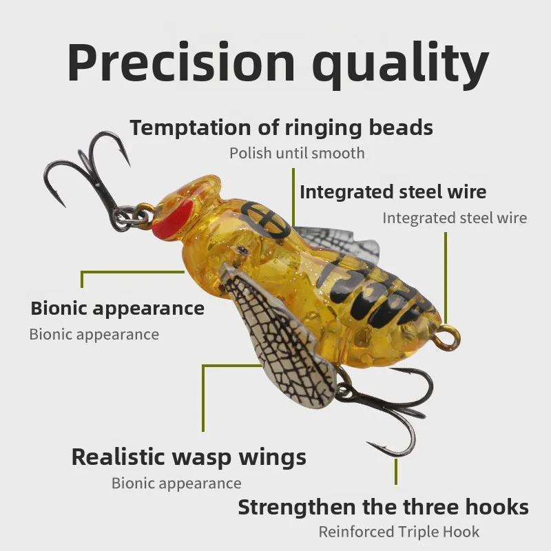 Testar avispa Crawl cebo 5g 9g insecto biónico agua dulce flotante Swimbaits superficie de río cebo duro lubina carpa Lucio Señuelos de pesca - imagen 3