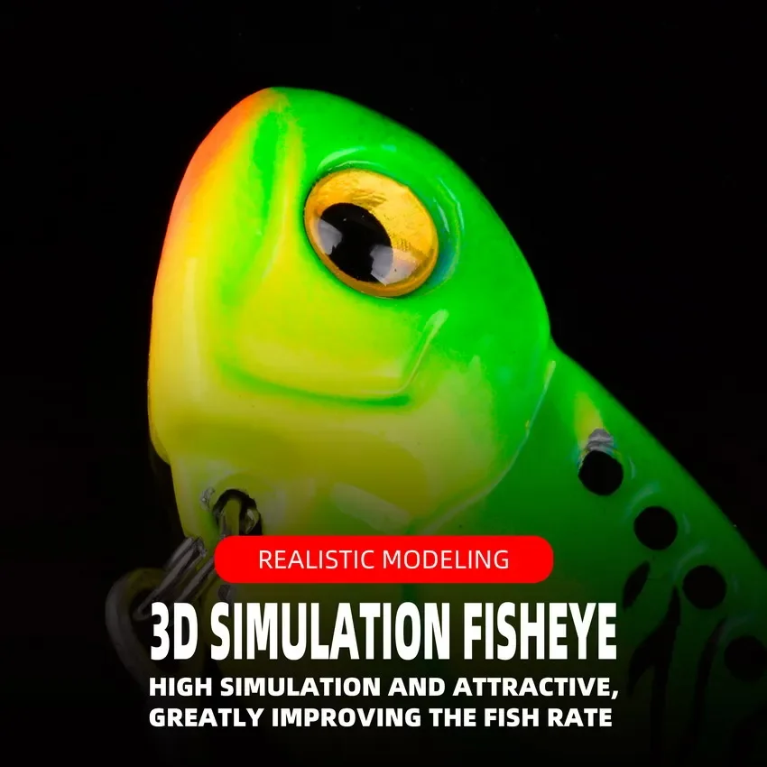 Señuelo de pesca VIB de Metal, 5g, 7g, cuchara con vibraciones vívidas, lubina, Spinner Artificial, cebo duro, señuelo de cigarra, cebo VIB, ojos 3D - imagen 2