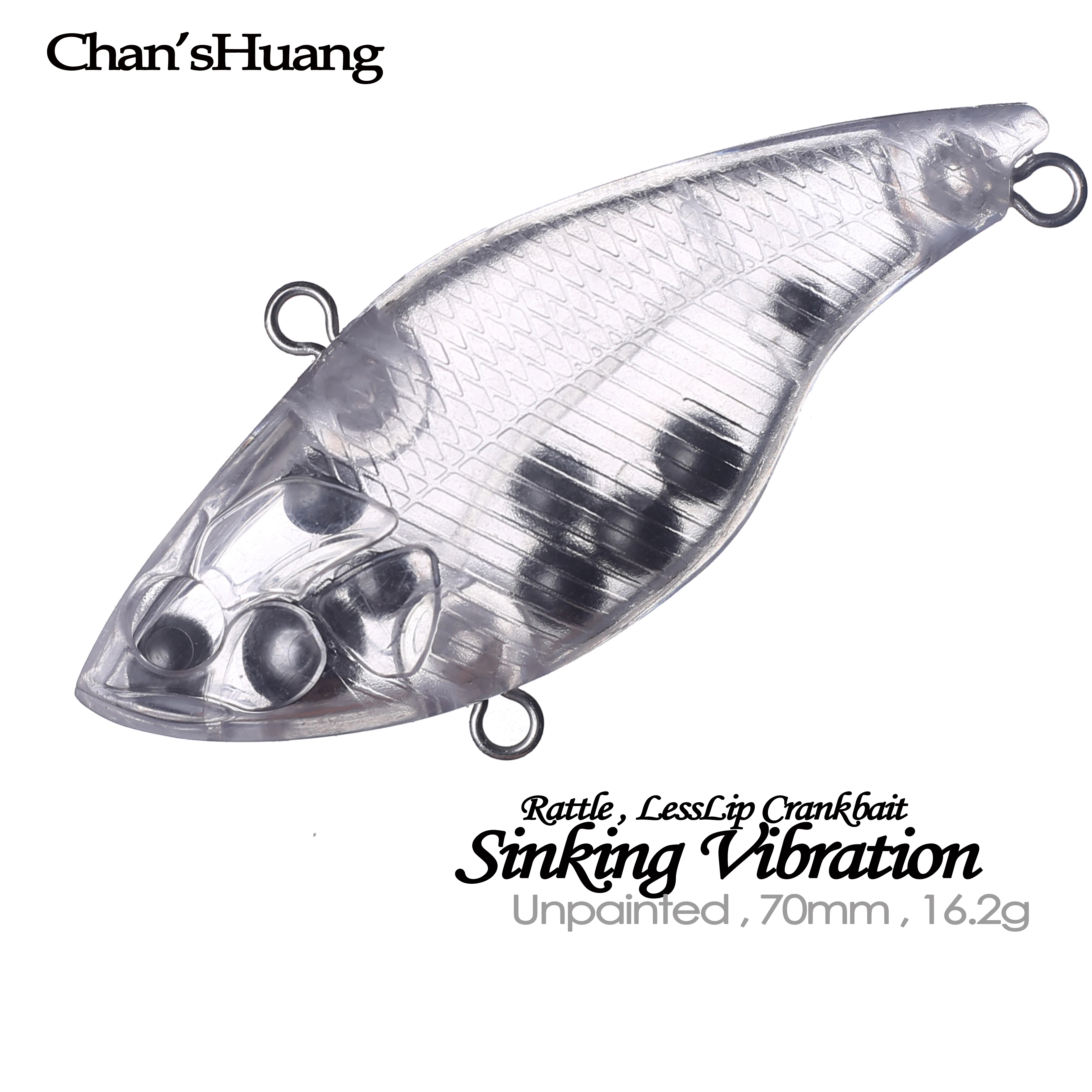 Chan'sHuang 20 piezas sin pintar, cebo en blanco que se hunde, sonajeros Crankbait sin labios, vibración VIB Wobbler, Señuelos de Pesca artificiales DIY