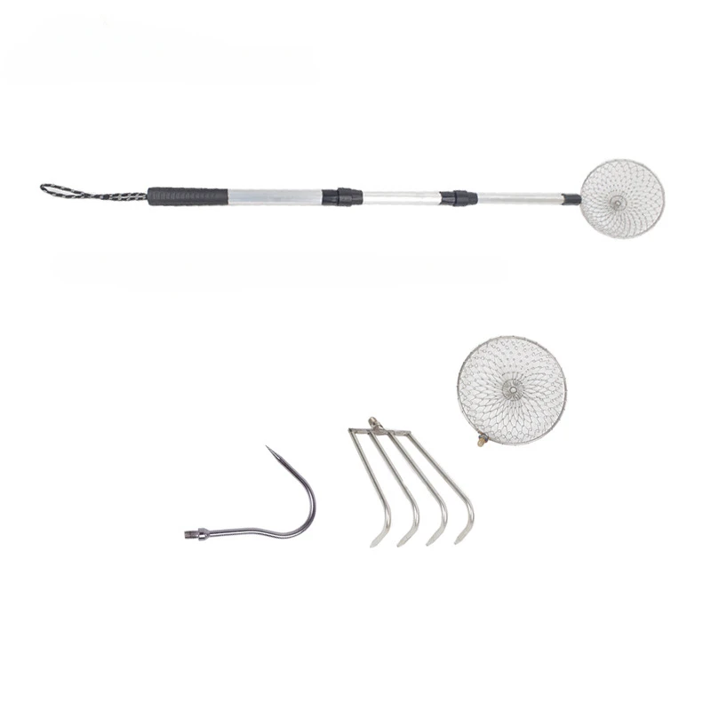 Gancho telescópico retráctil para pala, cuchara para hielo, rastrillo de concha de playa de acero inoxidable, aparejos de pesca de arena, colador, suministros de herramientas - imagen 5
