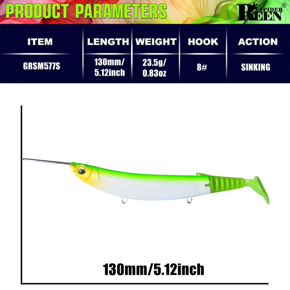Jerkbait Greenspider 130mm – Señuelo duro perfil pececillo - imagen 3