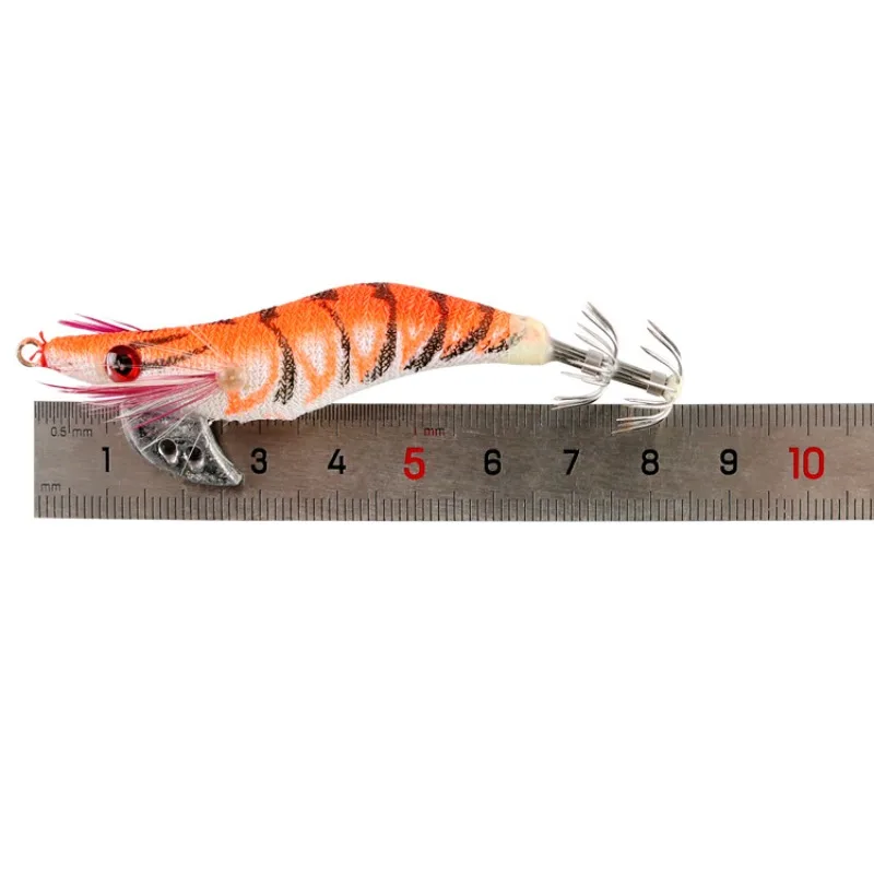 Señuelo de pesca de calamar, 1 piezas, señuelo de camarón de madera, anzuelo de calamar, señuelos de sepia, cebo de camarón de madera - imagen 2