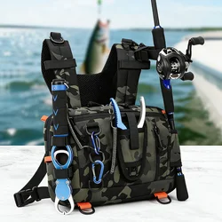 Chaleco de pesca con bolsillos camuflaje para aparejos