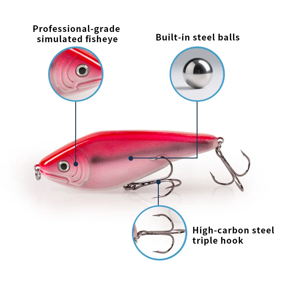 Hanlin Venta caliente 9 cm/26g Glide Jerkbait Popular Pike cebo Muskie señuelos señuelo de pesca sonajeros Artificial VIB Wobbler aparejos de lubina - imagen 3