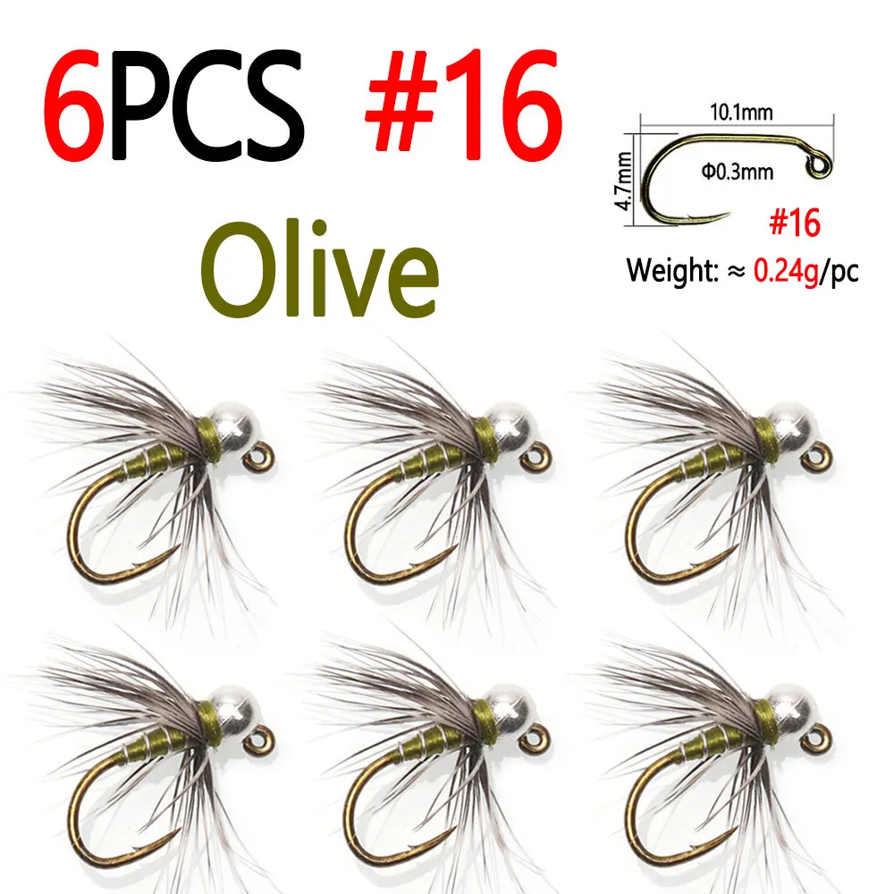 6PCS Olive Size 16