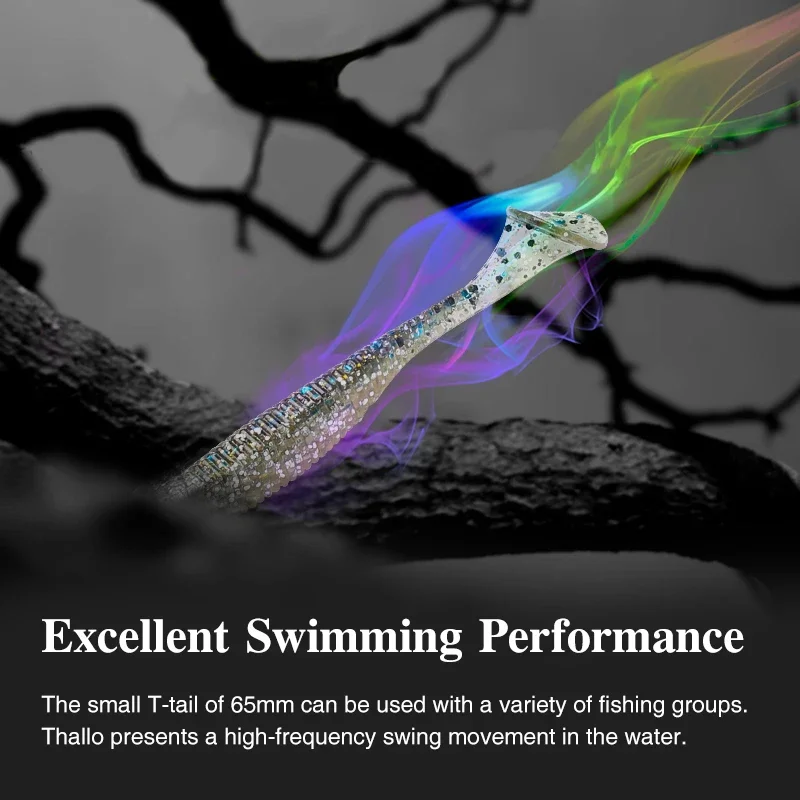 TSURINOYA T cola columpio gusano cebo suave THALLO 65mm 1,8g 14 Uds agregar sabor a camarón cebos de pescado falso lubina aparejos de pesca Wormbait - imagen 3