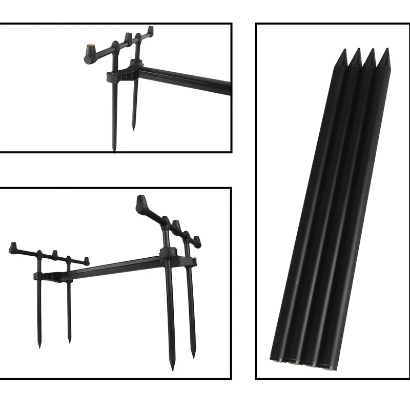 SFUN-Juego de cápsulas de caña de pescar de carpa retráctil ajustable, para 3 cañas de pescar, soporte plegable para caña de pescar con funda de transporte - imagen 3
