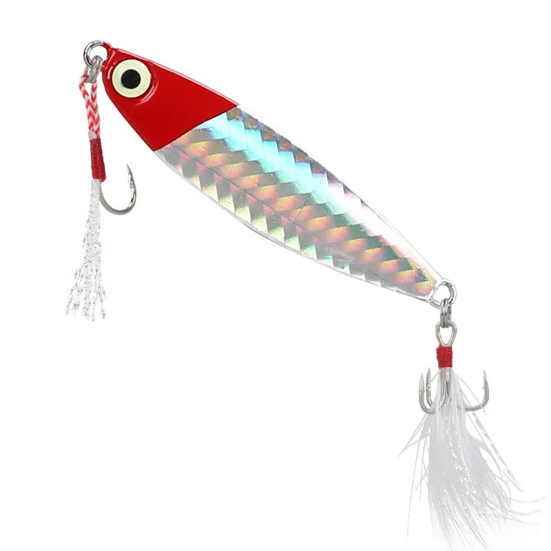 Señuelo de pesca de orilla, placa de hierro Lu Ya, boca volteada de pescado de plomo, cebo falso de caballa con gancho de pluma de tanque de sangre - imagen 5