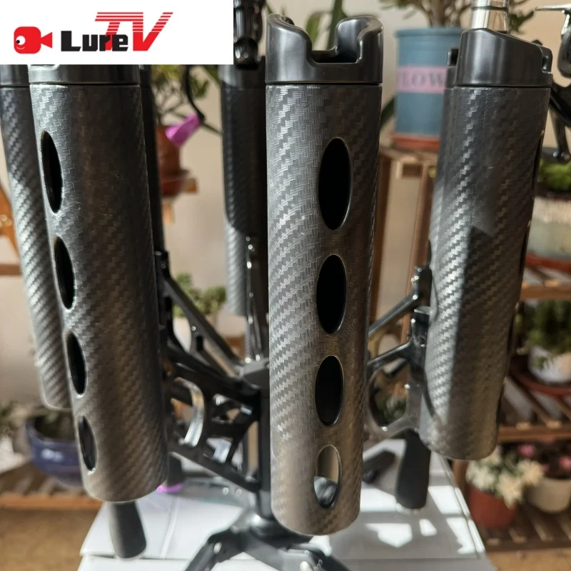 Soporte para caña giratoria Luretv (edición limitada) Gatling negro portátil y de mano de 7 orificios, puede insertar 7 cañas de pescar con sonido - imagen 4